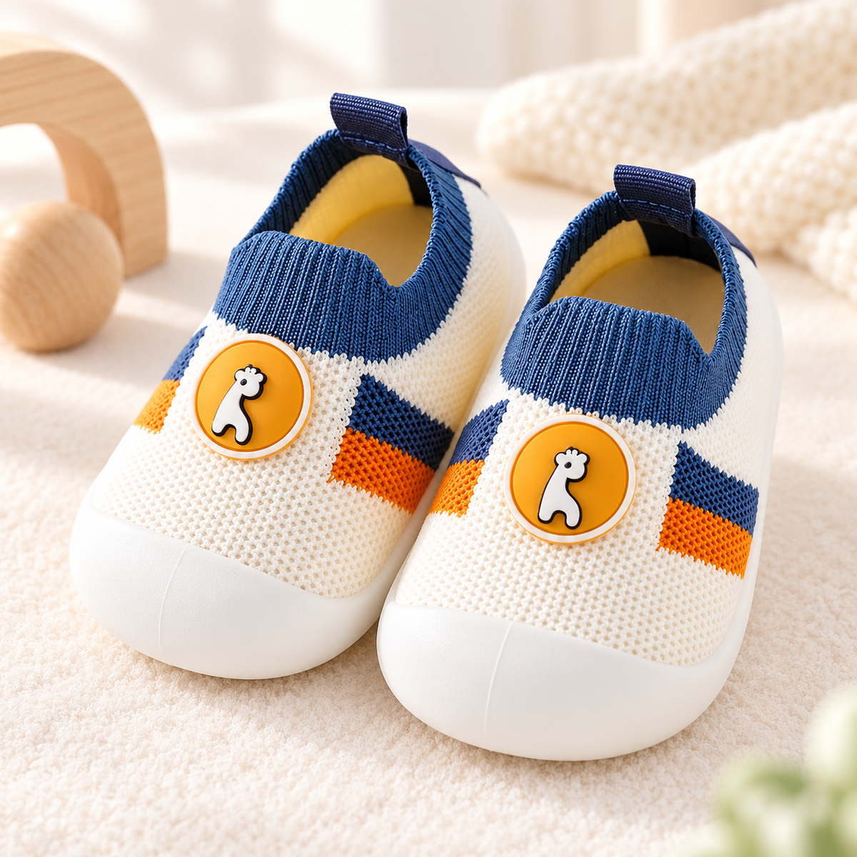 Baby First Walking Toddler Slip-On Shoes for Boys & Girls | Lightweight Flexible Anti-Slip First Walker Shoes for Baby & Kids Soft Knit Breathable Sneakers | (9 to 12 Months)