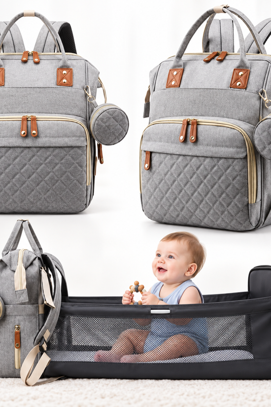 2-in-1 Baby Diaper Bag with Portable Changing Bed