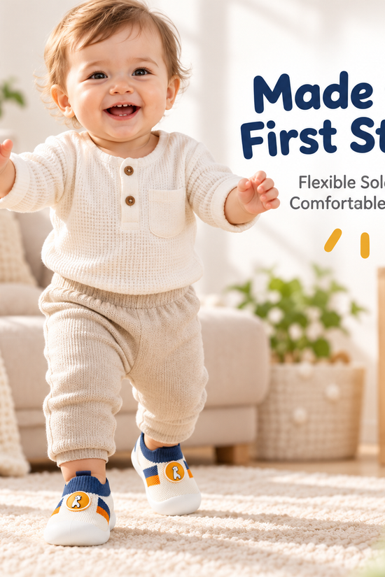 Baby First Walking Toddler Slip-On Shoes for Boys & Girls | Lightweight Flexible Anti-Slip First Walker Shoes for Baby & Kids Soft Knit Breathable Sneakers | (9 to 12 Months)