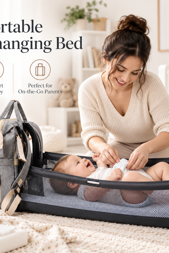 2-in-1 Baby Diaper Bag with Portable Changing Bed