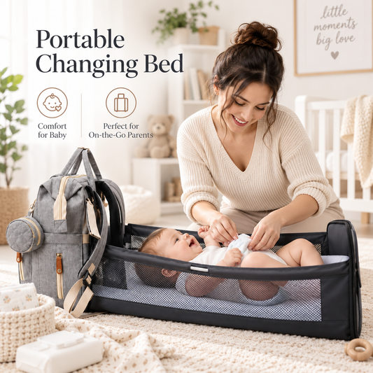 2-in-1 Baby Diaper Bag with Portable Changing Bed