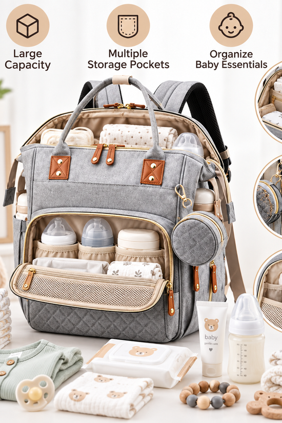 2-in-1 Baby Diaper Bag with Portable Changing Bed
