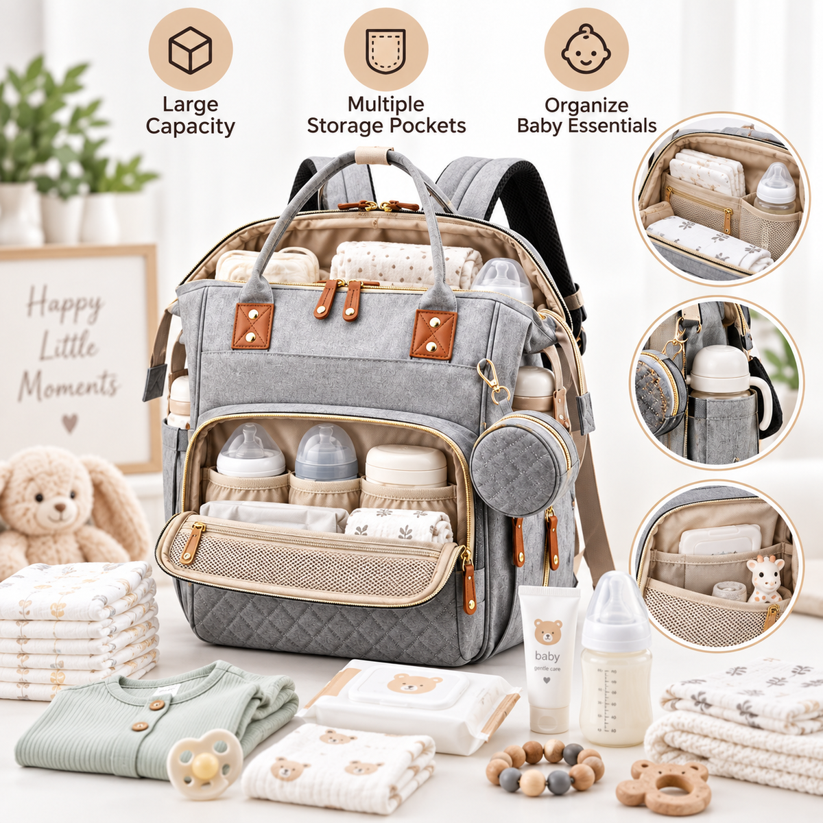 2-in-1 Baby Diaper Bag with Portable Changing Bed