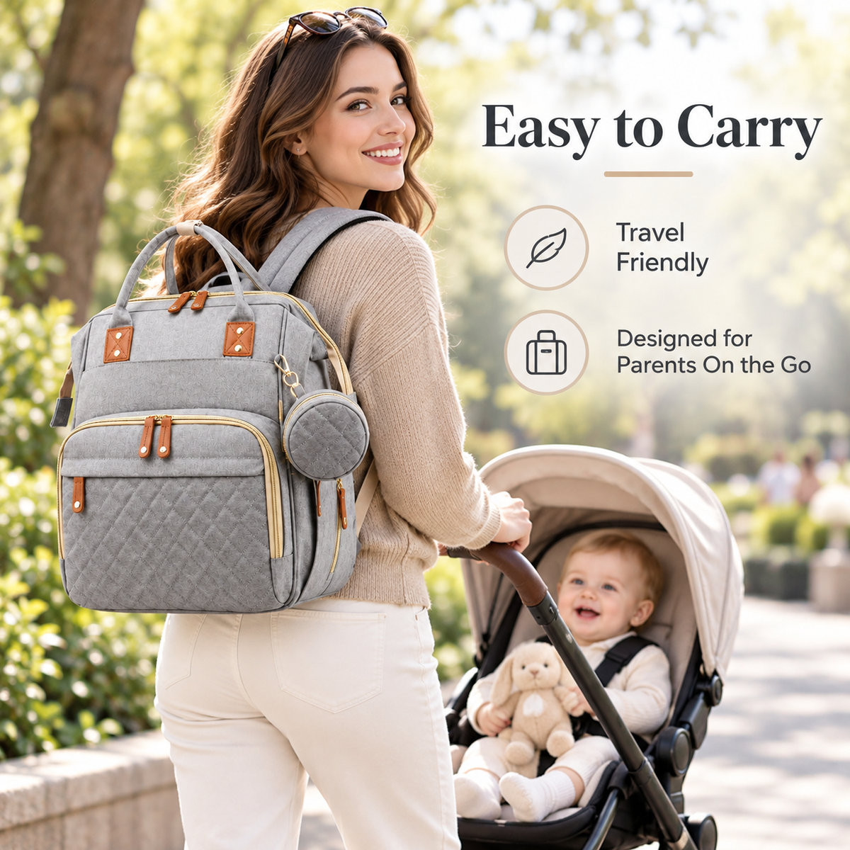 2-in-1 Baby Diaper Bag with Portable Changing Bed